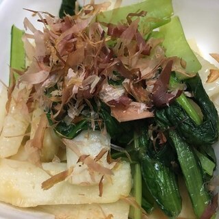 小松菜と長芋炒め、ポン酢味